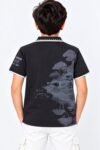 Boys' Artistic Scenic Print Black Polo T-Shirt #5498 - Image 2