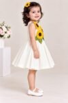 Girls' Sunflower Applique Ivory Party Dress #3536A - Image 2