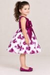 Girls' Elegant Magenta & White Floral Party Dress # 3487A - Image 2