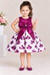 Girls' Elegant Magenta & White Floral Party Dress # 3487A