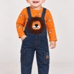 Baby Boys' Lion Applique Dungaree & Tiger Print T-Shirt Set  #50826