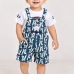 Baby Boys' Bunny Print Short Dungaree & T-Shirt Set #50240