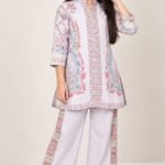 Girls' Elegant Cream Floral Printed Kurti  #8550