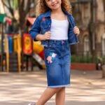 Girls' Denim Jacket & Skirt Matching Co-Ord Set #6869